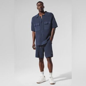 NWT Alo Sports Club Sweater Knit Short Sleeve Button Up